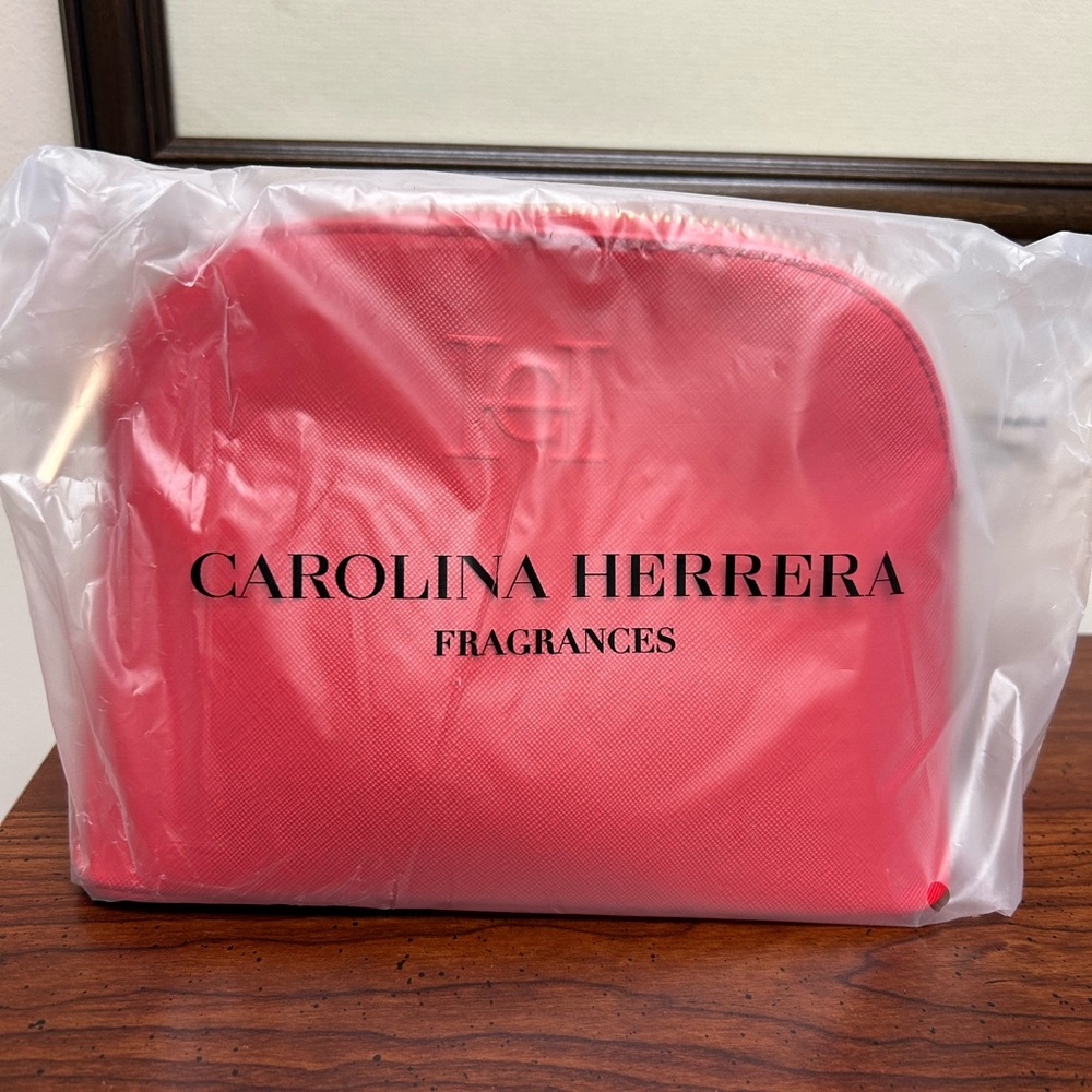Carolina Herrera red cosmetic Bag